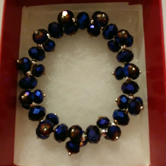 Navy Metallic Crystal Bracelet - Picture 2 of 8